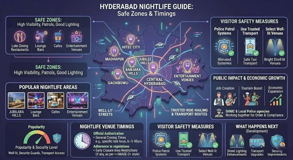 Hyderabad Nightlife Guide 2026 Safe Areas, Timings & Travel Tips