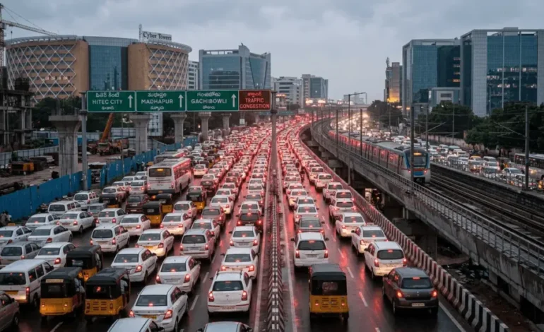 Hyderabad Traffic Jam Alert: IT Corridor Sees 1-Hour Delays in Madhapur & Gachibowli