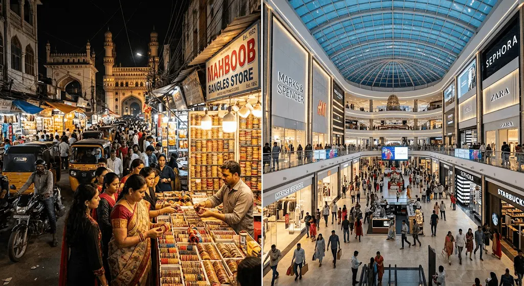 Hyderabad Local Markets – Traditional Bazaars vs Modern Malls Navigating Hyderabad’s Retail Revolution in 2026