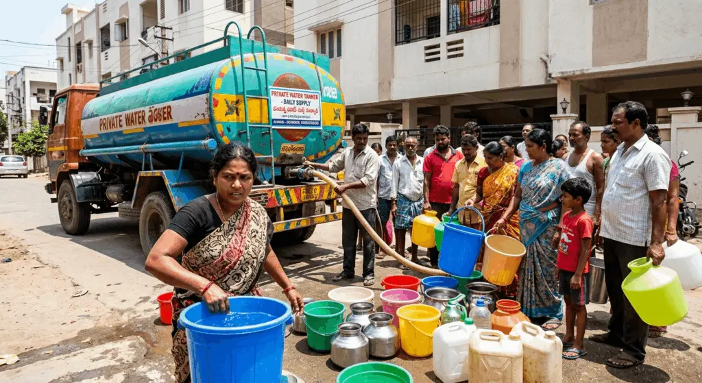 Hyderabad Water Crisis Worsens: Residents Increasingly Rely on Private Tankers Amid Supply Shortages